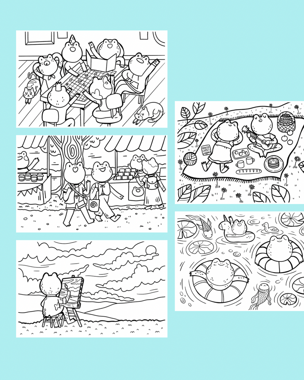 Happy Frogs Coloring book