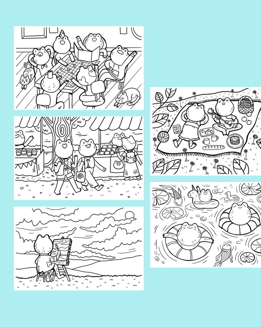 Happy Frogs Coloring book
